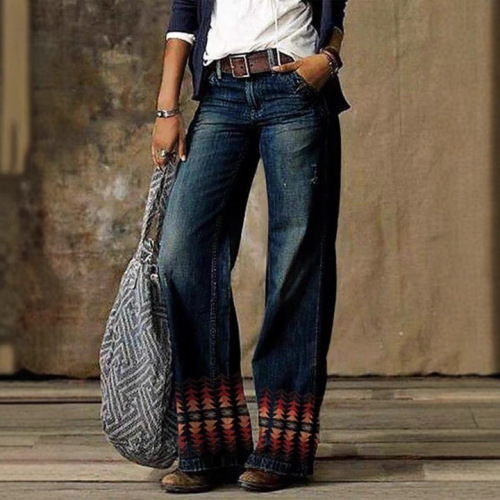 Ebay plus size women's casual pants, thin denim jeans, wide leg pants, long pants