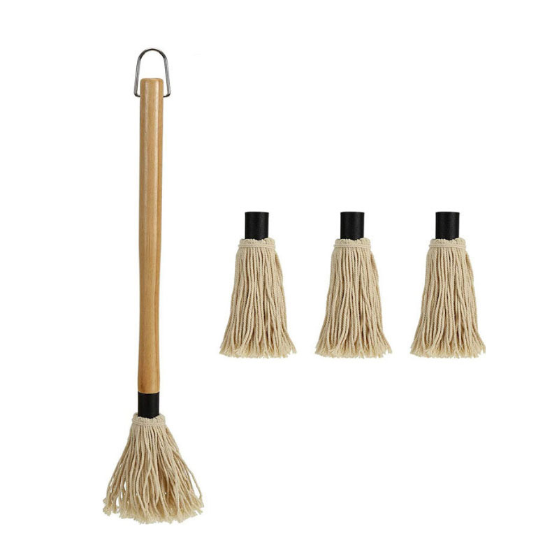 Amazon barbacoa alimentación fregona de goma mango de madera barbacoa hornear cepillo de inmersión cepillo de aceite herramienta traje