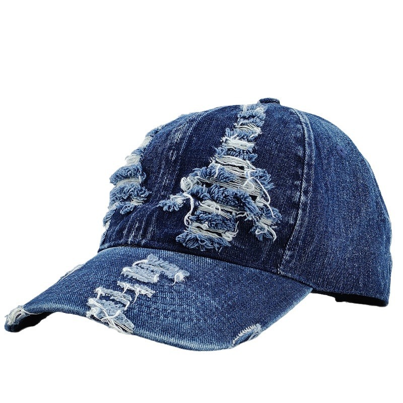 Sombreros transfronterizos de mujer denim lavado con agua personalidad de moda agujero sombrero de béisbol masculino sombrero solar al aire libre sombrero de pato