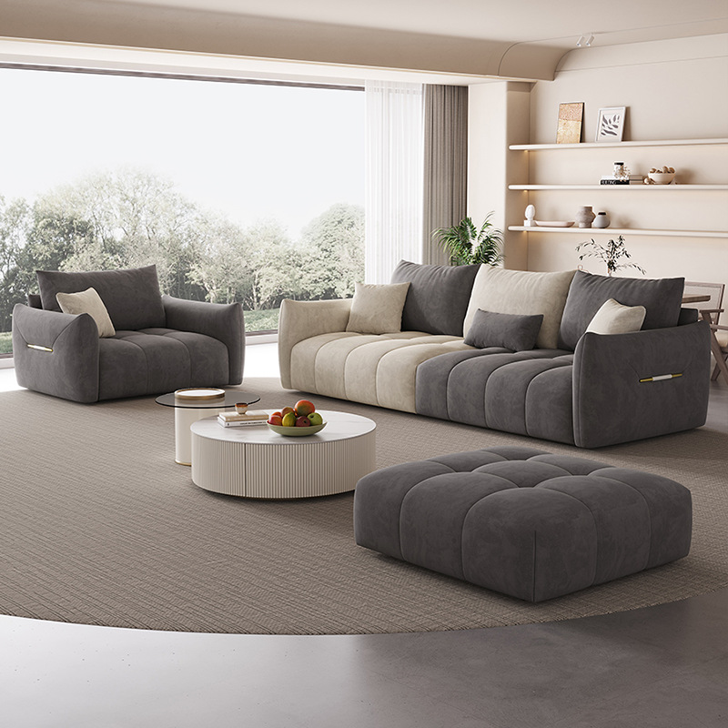 Cream Style Fabric Sofa 2025 New Living Room Simple Modern Small Apartment Anti-Cat Scratch Straight Row Combination Sofa