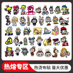 Labubu 刺繍布ステッカーかわいい漫画ベルクロバッジ diy アクセサリー衣類装飾パッチステッカースポット卸売