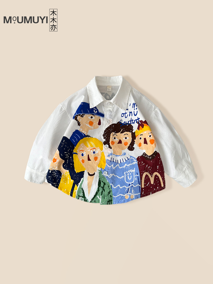 Spring children's cartoon autumn cotton shirt for boys