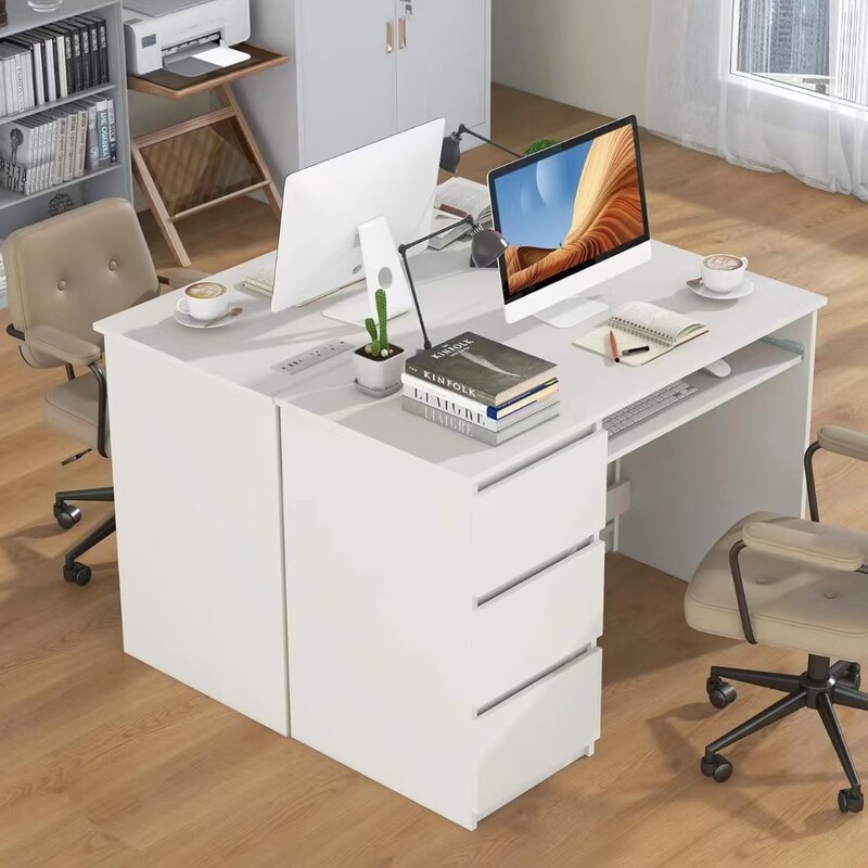 Cross-Border E-Commerce Export White Desk, with Three Storage Drawers and Built-In Charging Station, for Home Office Use Cross-Border E-Commerce Export White Desk, with Three Storage Drawers and Built-In Charging Station, for Home Office Use