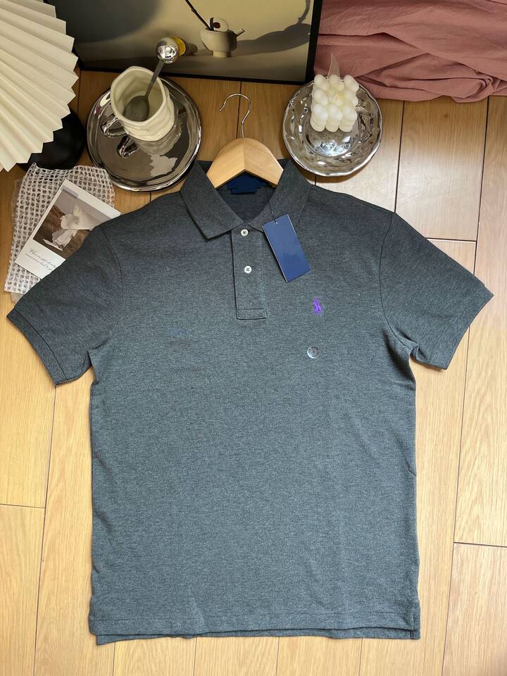 Áo polo nam tay ngắn cổ bẻ thêu logo ngựa nhỏ, chất cotton pique cao cấp — Màu trắng, Màu xanh tím than, Màu xám nhạt, Màu xám đậm chi tiết 6