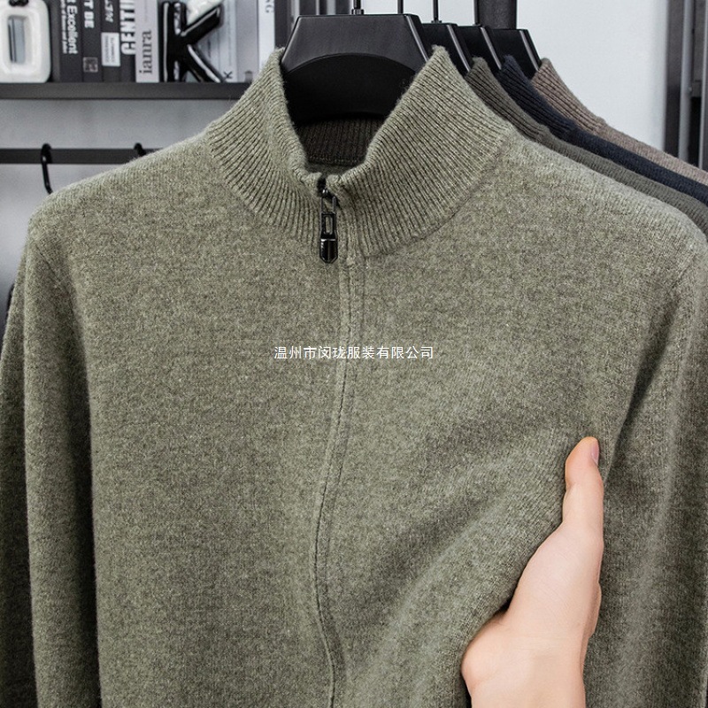 430g Nine-Pin Thickeneded 100% Wool Cardigan 2025 Autumn and Winter New Casual Middle-Aged Men's Sweater Jacket