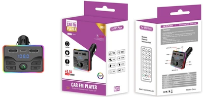 M51 car mp3 bluetooth player U disk music PD charger fast charge hands-free call receiver FM transmitter (Car mp3) - m51-bare-metal-remote-control-color-box-package