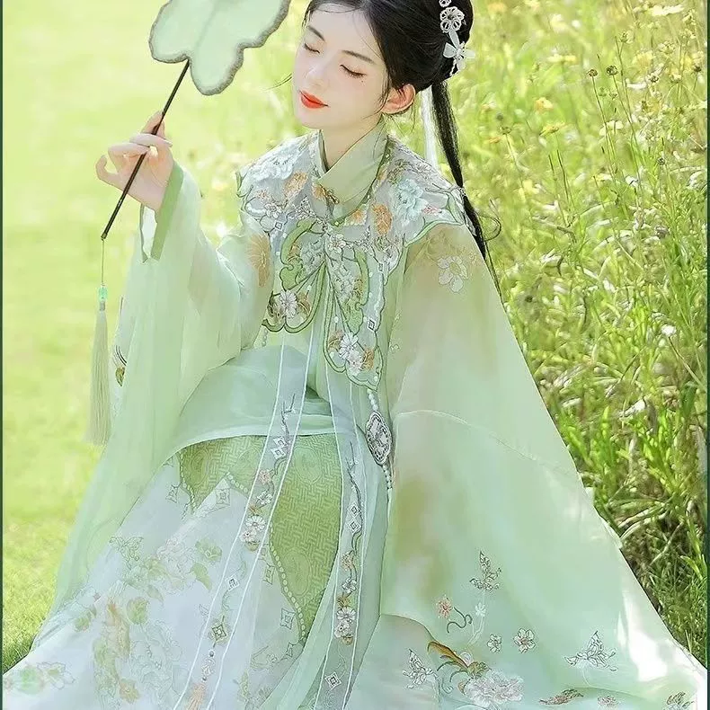 Han Qingyue Новый Ming Hanfu Тяжелая промышленная вышивка облачного плеча супер бессмертный воротник набор ежедневная весенняя и осенняя студенческая фотография