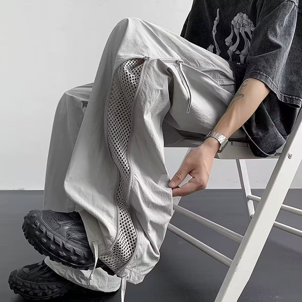 Mesh Breathable Quick-Drying Softshell Pants for Men and Women, Thin Side Zipper Cargo Pants, Trendy Fashion Hiking Pants