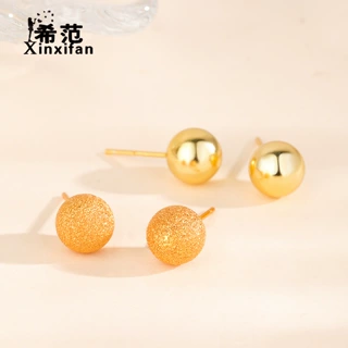 s925纯银小金球耳钉女小巧圆珠耳饰百搭闪耀高光养耳洞睡觉不用摘