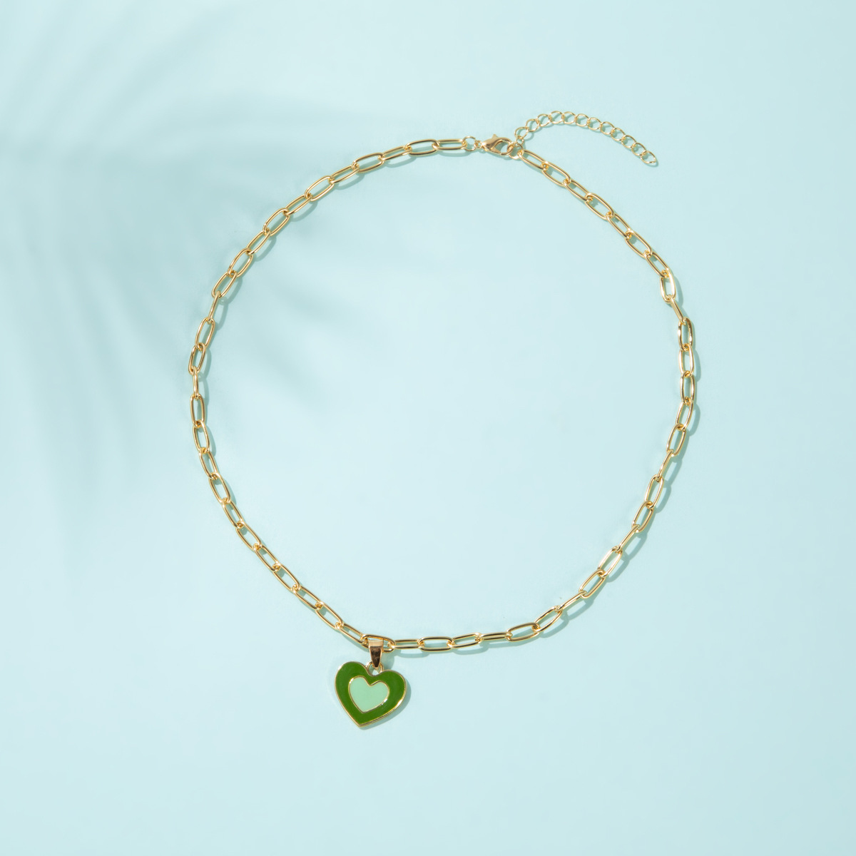 European and American new heart-shaped simple dripping color matching double heart necklace