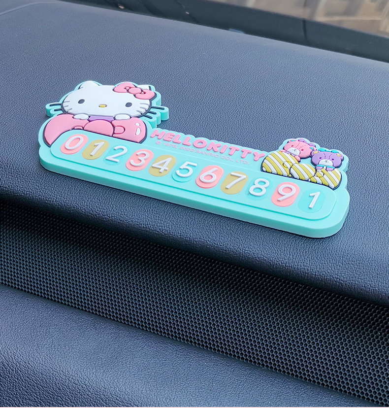 kitty Car luminous mini temporary parking phone number plate cute 3d three-dimensional car moving car number retention device