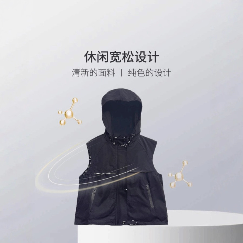 欧货工装马甲外套女款春秋新款小个子连帽休闲马夹背心时尚坎肩潮|undefined