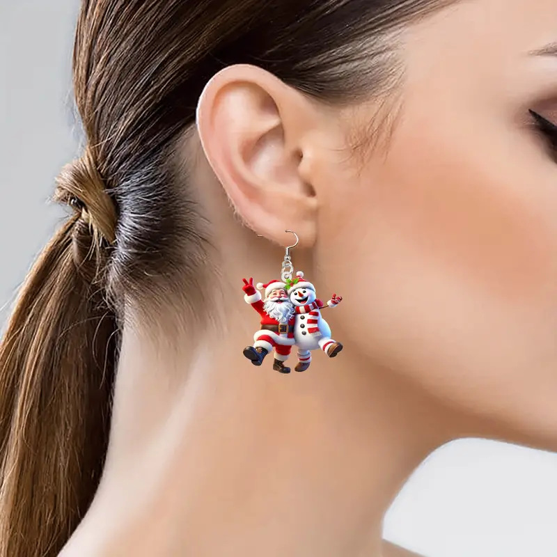 Arylic Material 1 Pair Cute Santa Claus Snowman Arylic Drop Earrings