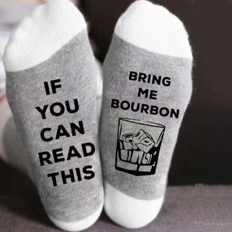 Calcetines de algodón transfronterizos de otoño e invierno para hombres y mujeres copa de vino tinto personalizada calcetines casuales de media pantorrilla ins medias transpirables a juego de colores de moda al por mayor