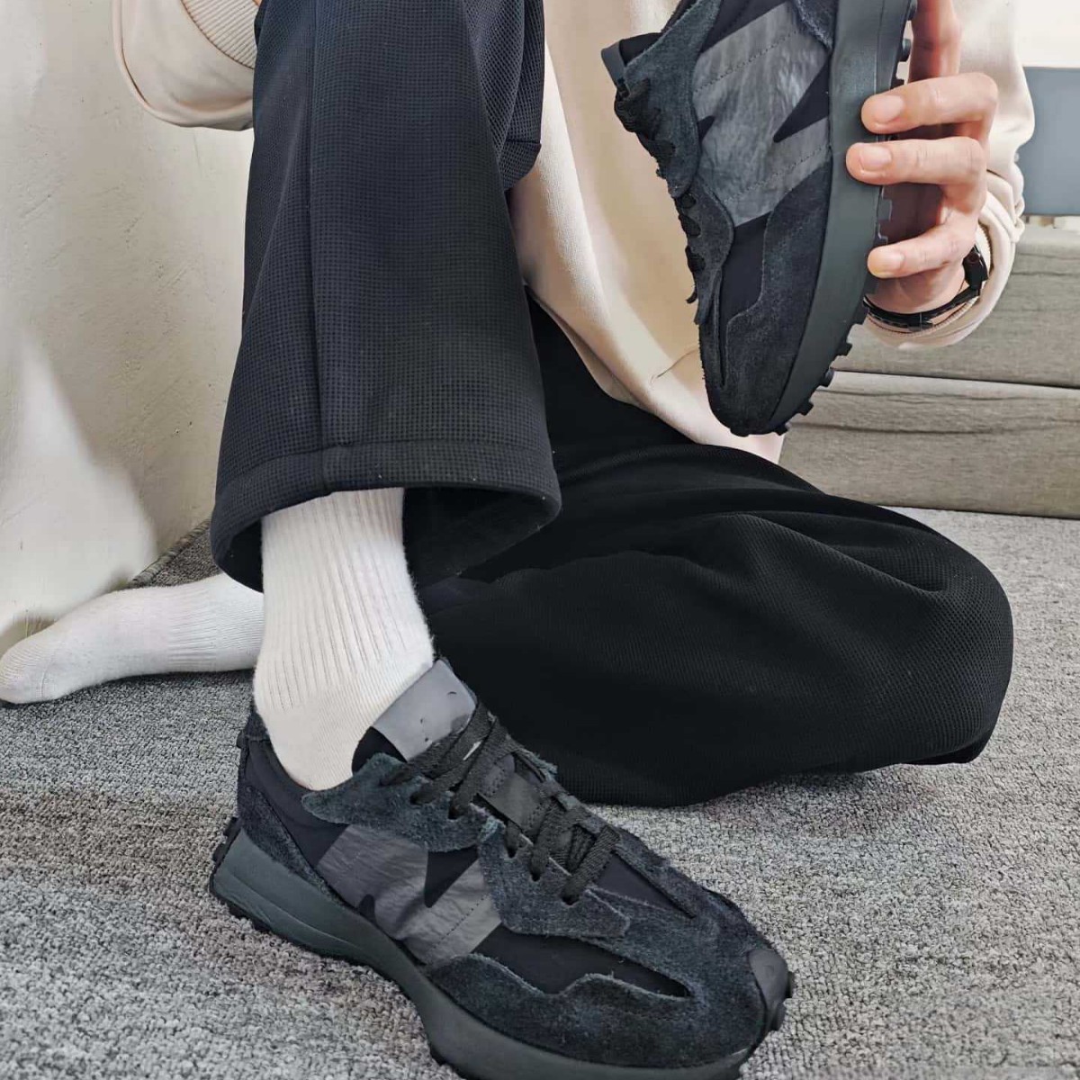 Putian Chunyuan nb327 Yuanzu gris negro samurai zapatos de hombre ligero de suela gruesa deportiva casual zapatos de mujer retro zapatos papá