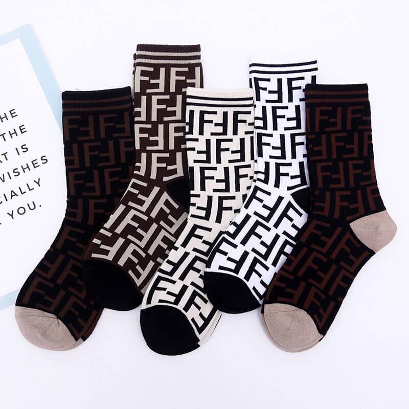Women's Mid-Length Breathable Sweat-Absorbing Cotton Socks, Trendy Brand Ff, Khaki Color, Soft and Comfortable, Korean Style Student Slouch Socks Women's Mid-Length Breathable Sweat-Absorbing Cotton Socks, Trendy Brand Ff, Khaki Color, Soft and Comfortable, Korean Style Student Slouch Socks