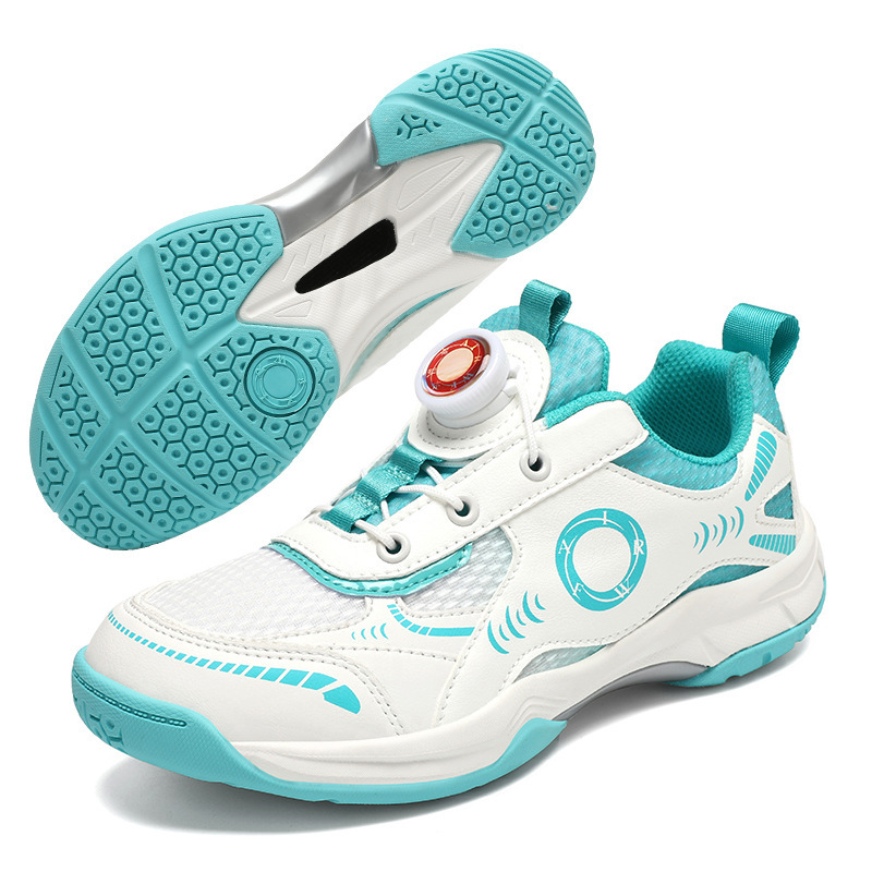 Cross-Border Children's Professional Badminton Shoes Button Boys' Tennis Shoes Sports Shoes Mesh Breathable Girls' Non-Slip Lightweight
