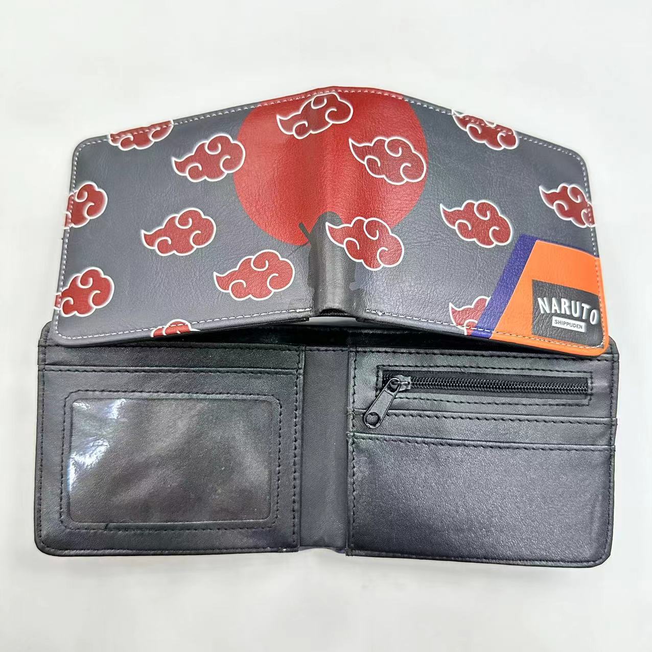 Hokage billetera Ninja Boy Sasuke Naruto nuevo tipo de bolso de tarjetas, bolso de cambio de dibujos animados Fuego Nube, cartera de cambio PU, bolso de piel