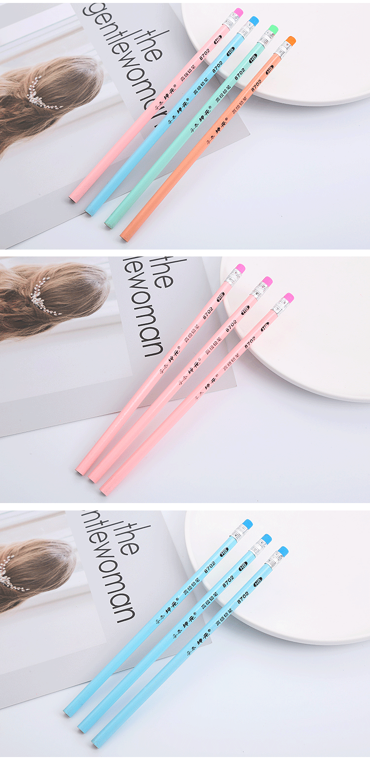 Cute Solid Color Macaron Triangle Pole Hb Pencil Student Creative Stationery Wholesale display picture 2