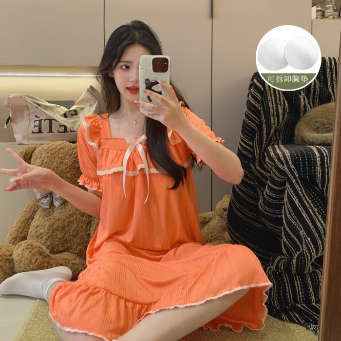 Fábrica directa de verano pijama chica tira de leche pijama con almohadilla de pecho dulce ropa de hogar largo comercio exterior