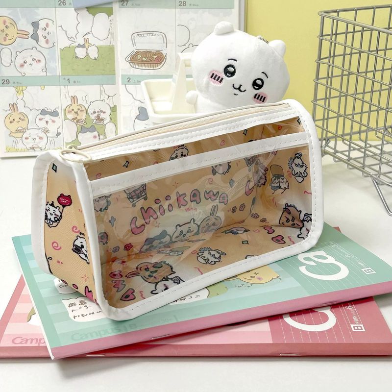 かわいいビーバー ルーピー 透明筆袋 学生 高価値 三角筆箱 大容量 痛バッグ 文具バッグ|undefined