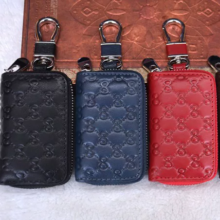 New fashion first layer cowhide embossed car remote control key case leather car unisex factory wholesale