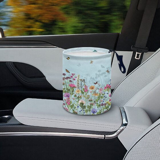 Tume Cross-Border Hot Selling Car Storage Printable Butterfly Sunflower Floral Trash Can Drop Shipping Car Garbage Bag