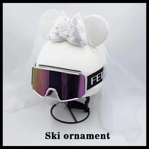Ski Hat with Veil Ski Helmet Cover Decoration Cute Snowboard Paragliding