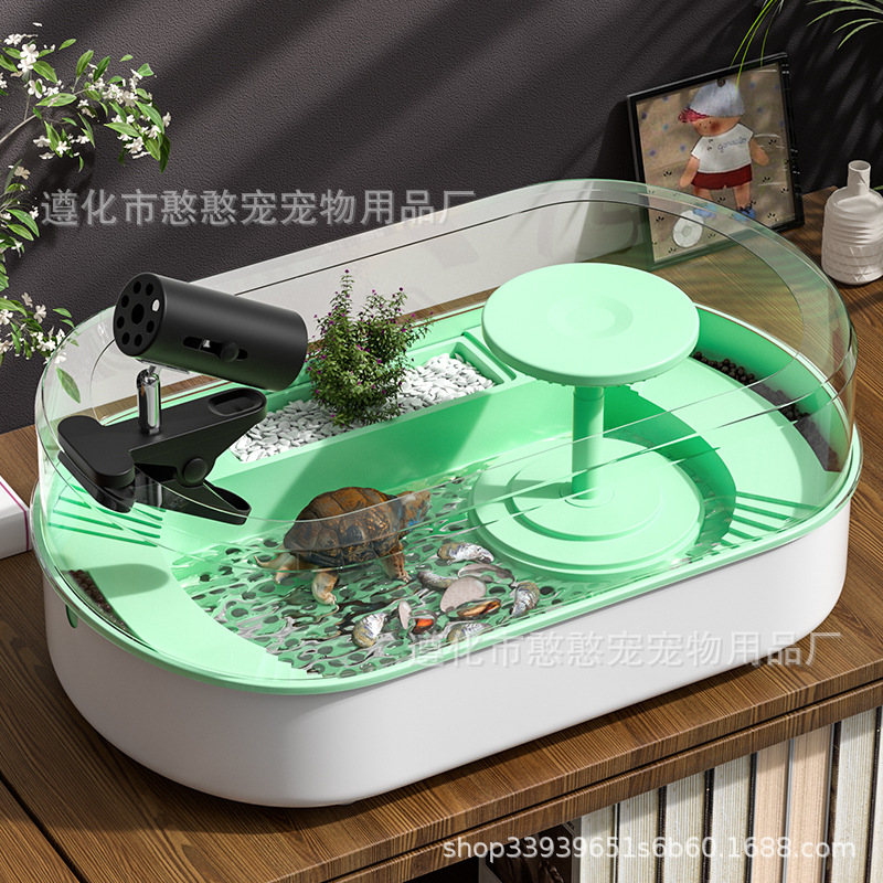 Tanque para tortugas con plataforma para tomar el sol, tanque de cría para tortugas brasileñas, casa para tortugas, villa, sala de estar, hogar, tanque para tortugas dedicado.
