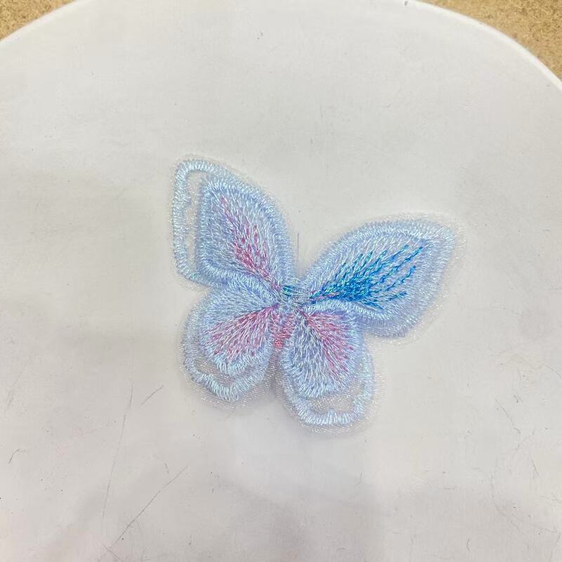厂家直销服装辅料刺绣补丁贴彩色双层幻彩欧根纱刺绣蝴蝶布贴|undefined