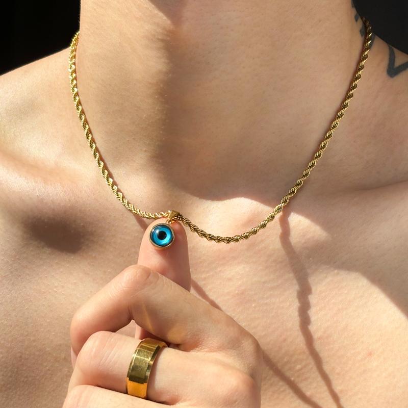 Pendant Necklace Classification Titanium Steel Chain Material Classic Style Devil's Eye Alloy Titanium Steel Twisted Rope Chain Snake Chain Lobster Trigger Clasp Closure Pendant Necklaces Wholesale