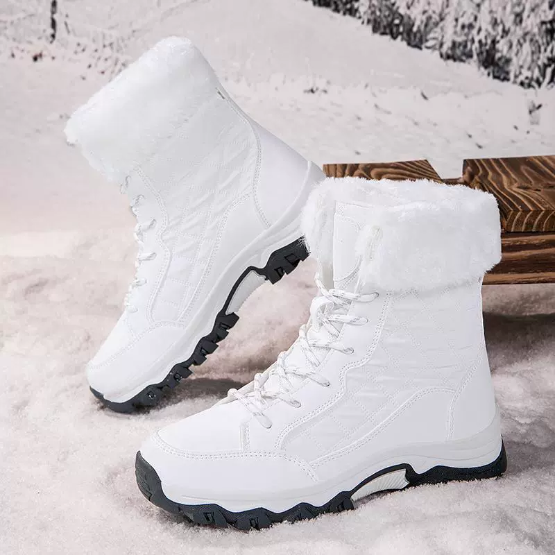 Трансграничные большие размеры снежные сапоги женские высокие багги утолщенные водонепроницаемые теплая женская хлопчатобумажная обувь фабрика прямых продаж