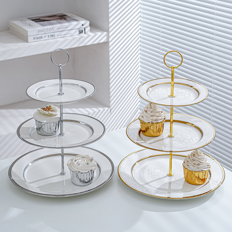 Plato de fruta de tres capas mesa de café de la sala de estar hogar plato de caramelo Pantalla de recepción merienda plato de postre de té de la tarde plato de postre