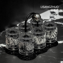 法式复古水杯轻奢套装玻璃杯喝水杯子高颜值茶杯收纳简约创意杯架