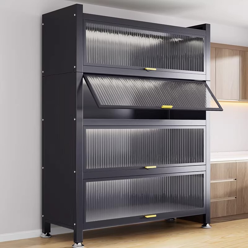 Kitchen Storage Rack, Floor-Standing, Multi-Layer, Household Microwave Cabinet with Door, Dust-Proof, Multi-Functional Sideboard Storage Cabinet