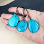 天然绿松石原石切片吊坠随形长款毛衣链挂件配饰民族风西藏项链