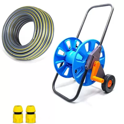 rack, coiled pipe, pipe retractor, household High pressure car wash water gun - 2-4-point-water-pipes-2m-water-pipes-large-pipe-retracting-truck-with-wheels-can-be-wound-around-4-point-pipes-60m