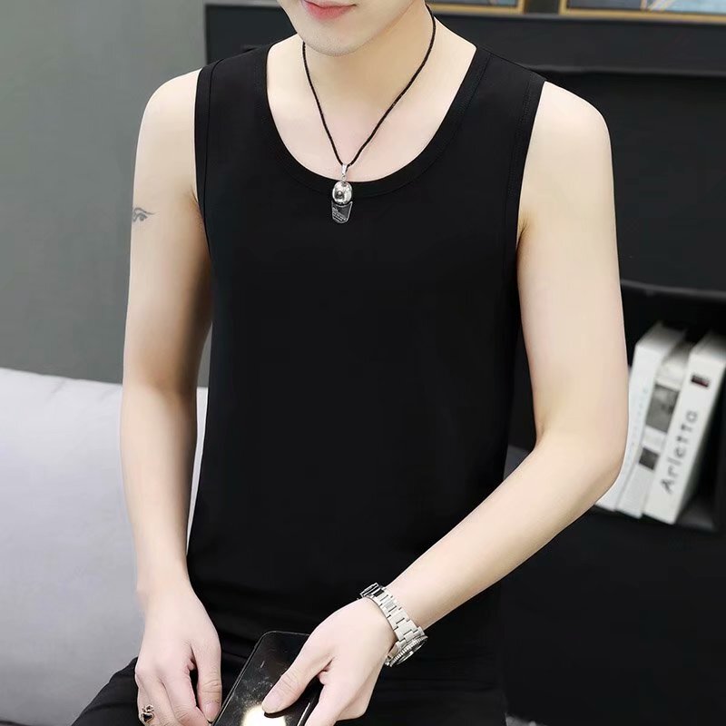 Vest Men's Trendy Summer Solid Color Base Sweatshirt Gym Young Men's Sports Fitness Clothes Quick-drying Sleeveless T-shirt Vest Men's Trendy Summer Solid Color Base Sweatshirt Gym Young Men's Sports Fitness Clothes Quick-drying Sleeveless T-shirt