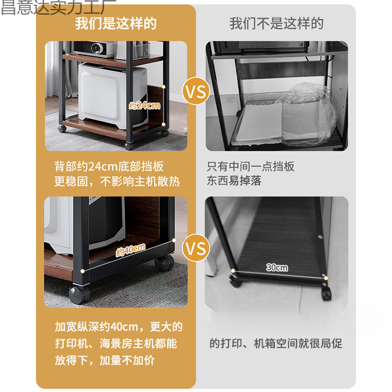 Printer Rack Floor-Standing Office Multi-Layer Mobile Storage Iron Finishing Cabinet Computer Host Bracket Home