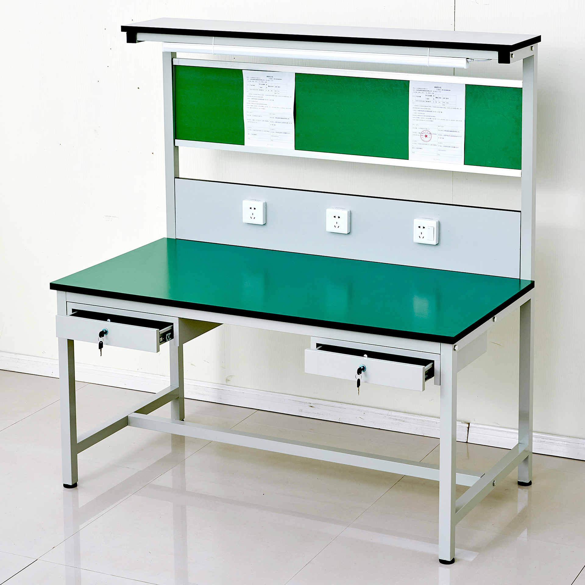 #防静电工作台带灯维修质检验桌子工厂流水生产线打包装操作柜子