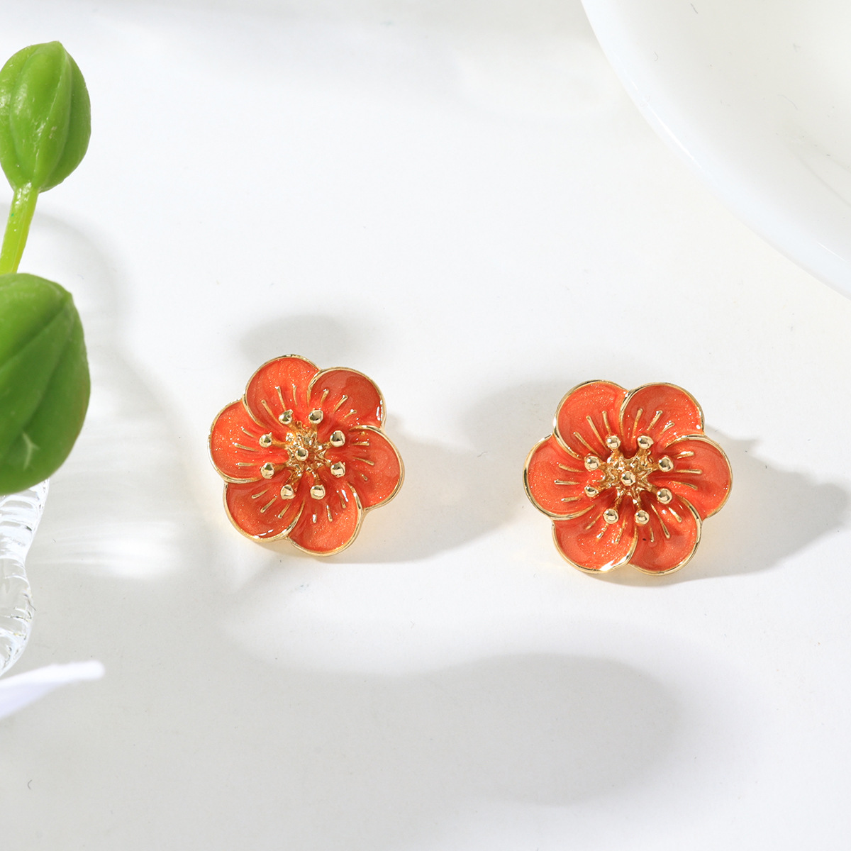 Temperamento transfronterizo europeo y americano Elegante Collar de flores de aceite Pulsera Pendientes Anillo Traje de joyería de estilo palacio retro