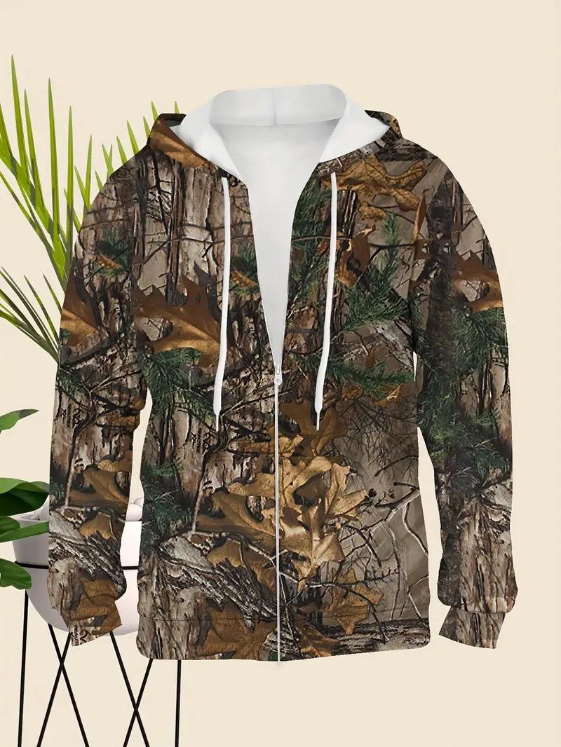 Abrigo de otoño para hombre camuflaje estampado 3D cardigan con cremallera suéter con capucha fábrica al por mayor MF08