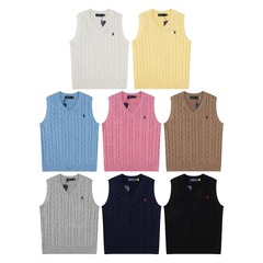 25ss Ralph Lauren拉夫劳伦小标绞花V领马甲背心无袖麻花毛衣