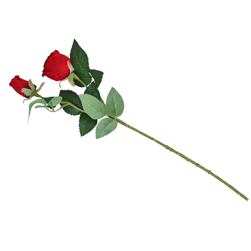 Flor artificial flor falsa flor rosa de doble cabeza ceremonia de boda decoración del hogar decoración de la sala de estar fábrica de ramos de una sola rama al por mayor