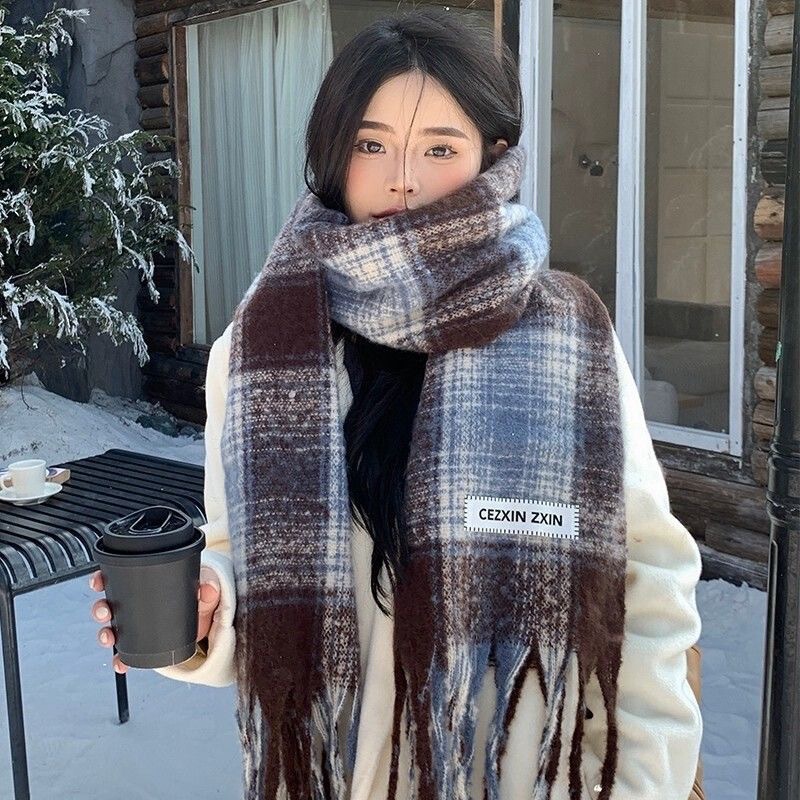 纯色加厚大围巾女士冬天学生百搭披肩高级感加长保暖情侣围脖批发|undefined