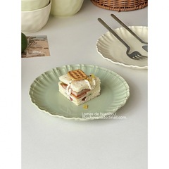 高顏值ins風早餐盤奶油色西餐甜品蛋糕盤家用菜盤碟子水果擺盤