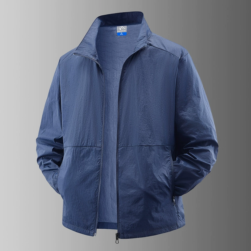 Летняя солнцезащитная одежда с воротником-стойкой для мужчин, одежда для кожи Ice-Sense, тонкая модная ветрозащитная куртка для занятий спортом на открытом воздухе с защитой от ультрафиолета