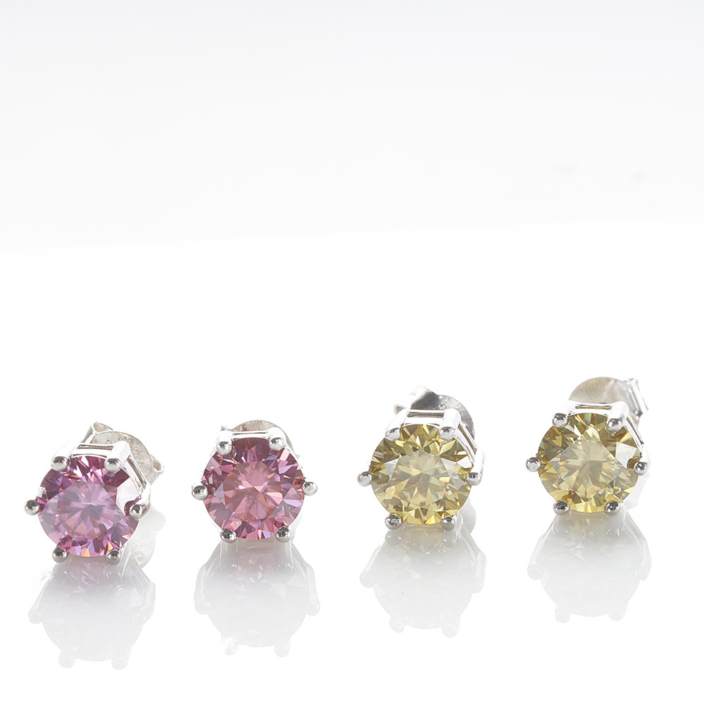 Plata esterlina seis garras pernos de piedra de moissanita color rosa pernos de piedra de moissanita fabricantes directos para soportar cualquier identificación