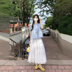 韓国カレッジスタイル2025夏韓国風小ぶりフレッシュ木耳襟万能ゆったりシャツ小柄シャツ