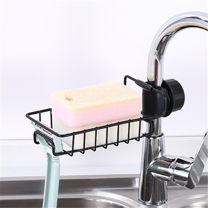Stainless Steel Faucet Storage Rack Kitchen Rag Sponge Drain Rack Punch-Free Household Sink Supplies Storage Rack